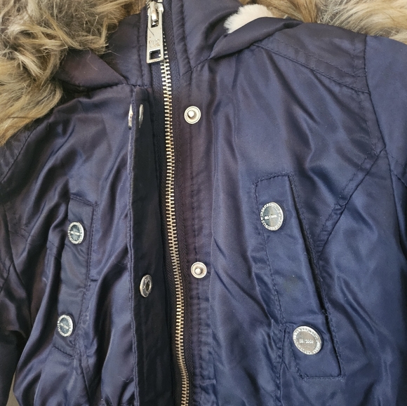Urban Republic Girl's Anorak Jacket Faux Fur Hood Navy Blue Size 4 - Picture 3 of 14